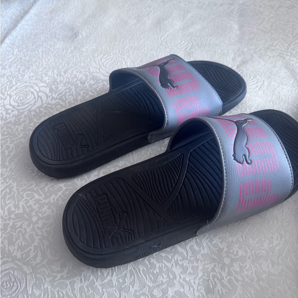 Puma Black and Pink Slides